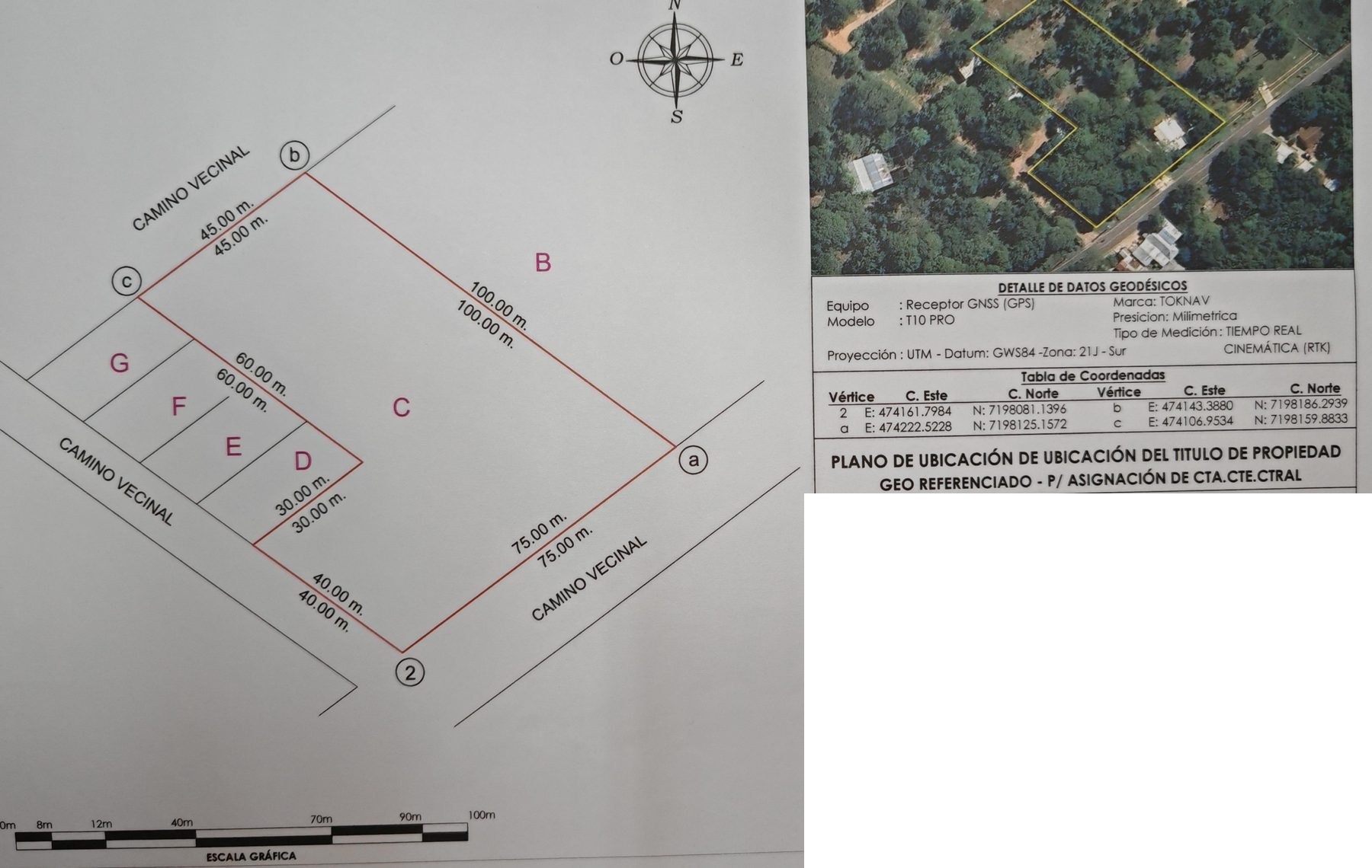 Plano de ubicación georreferenciado del título: dibujo del predio y tabla de coordenadas, 05-06-2026